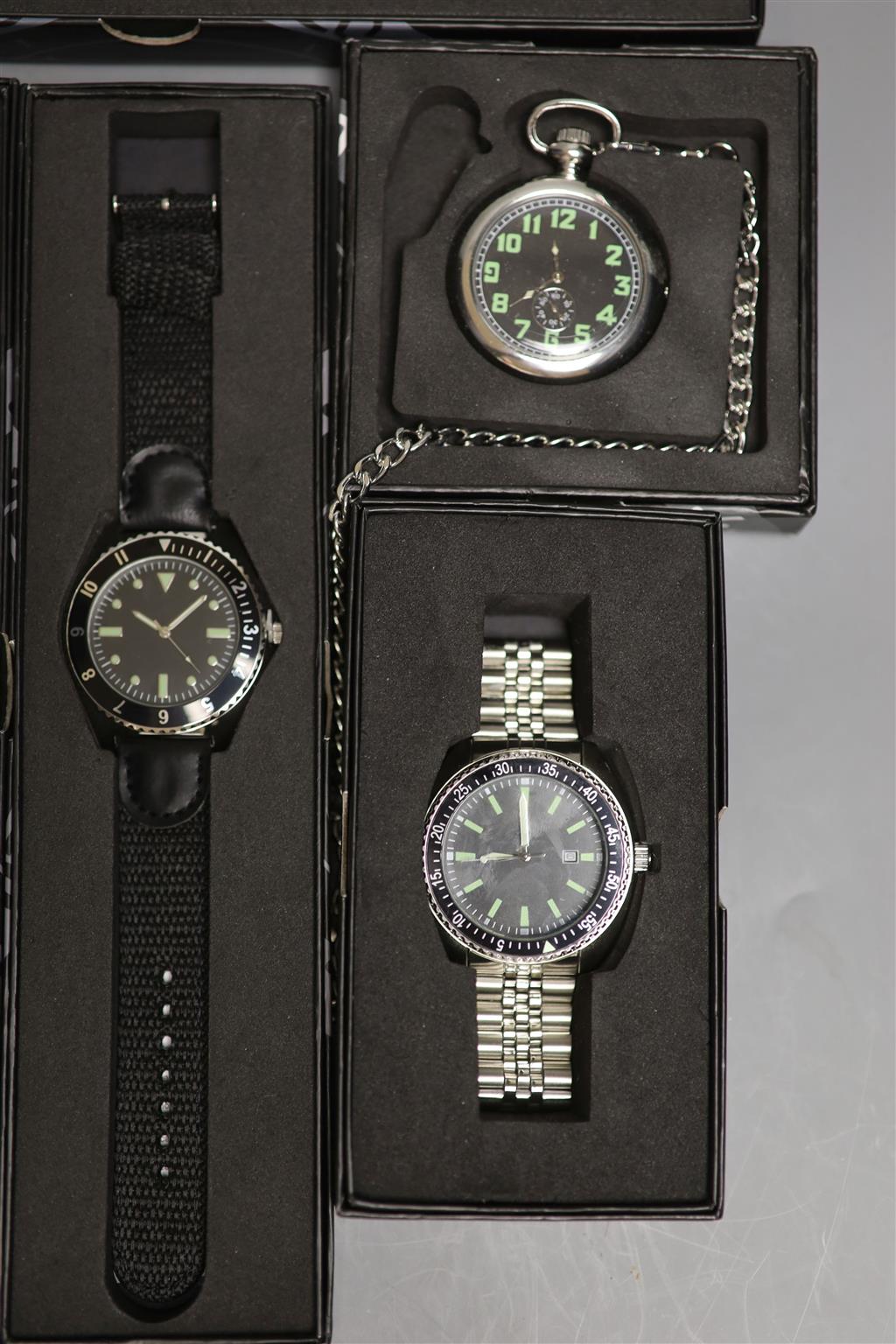 Twelve Military and other modern collectors watches by Eaglemoss,